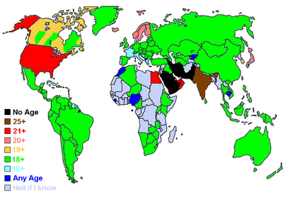 World Map of Legal Drinking Age,