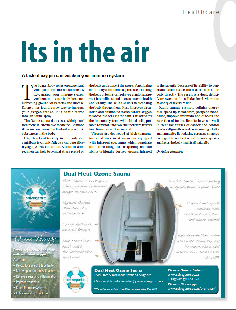 Salvagente's Ozone Steam and Far Infrared Saunas featured in Leaders in Wellness magazine
